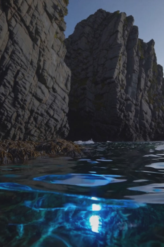 Tidewake fantasy candle with notes of ocean air and driftwood, styled for coastal or sea-themed campaigns.