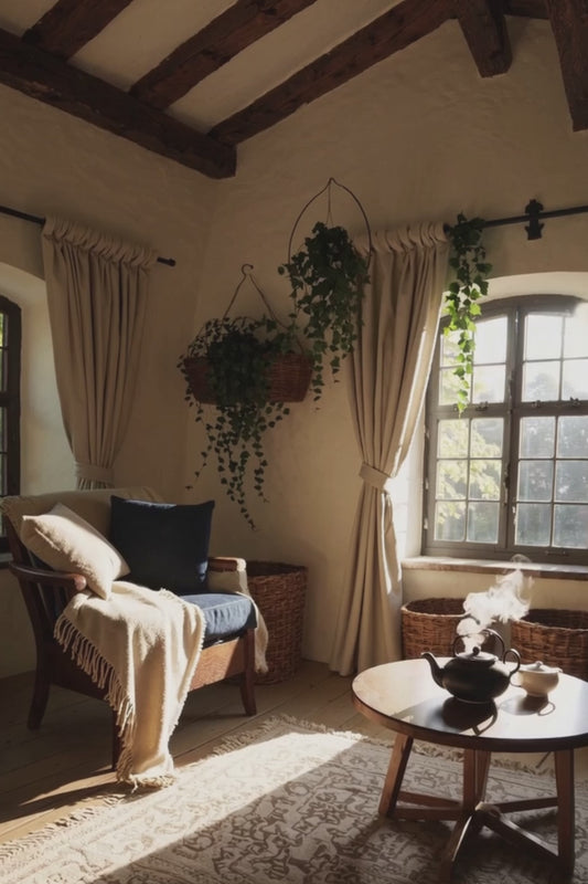 Hearthrest fantasy candle with notes of honey, oud, and tonka, styled for post-quest relaxation scenes.