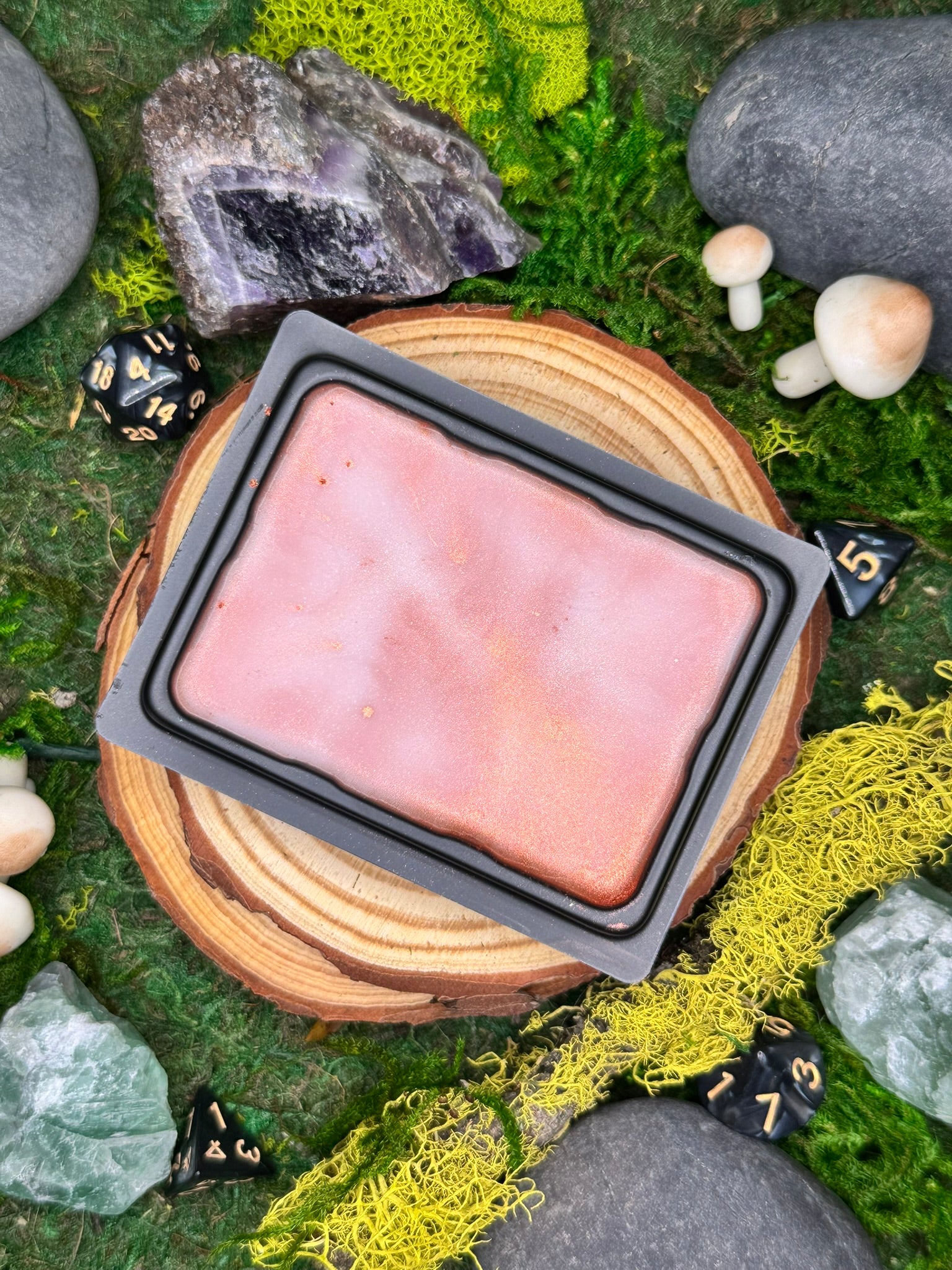 Sunforged fantasy wax melt with notes of patchouli, sage, and cedar, perfect for sunlit fantasy worlds.